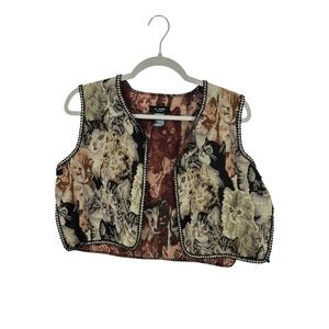 LA SEINE One Size Womens Tapestry Snarky Cat Print Vest Quirky Whimsical Retro
